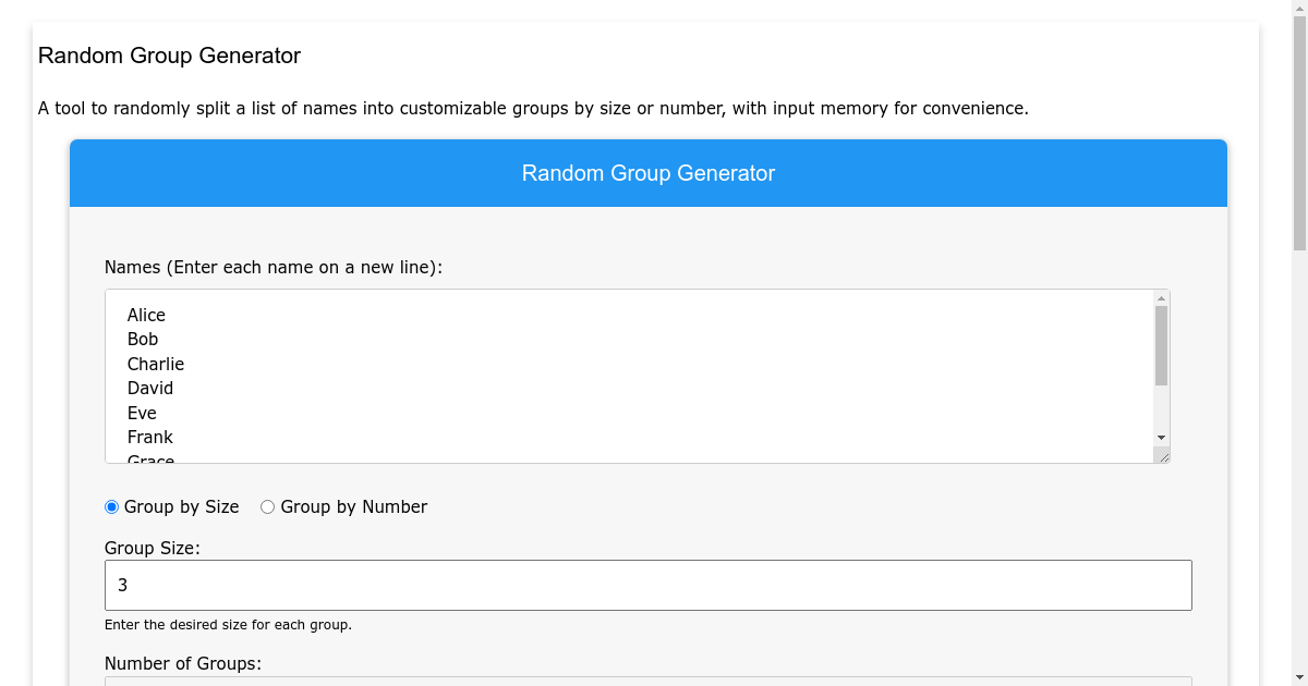 Random Group Generator