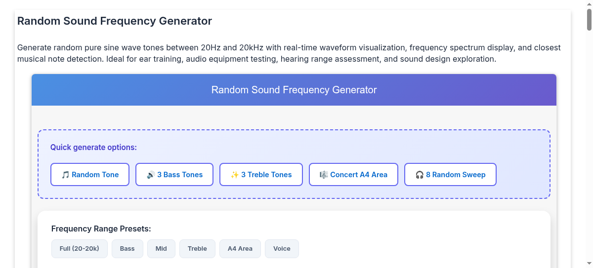 Random Sound Frequency Generator - Pure Tone Generator for Ear Training ...