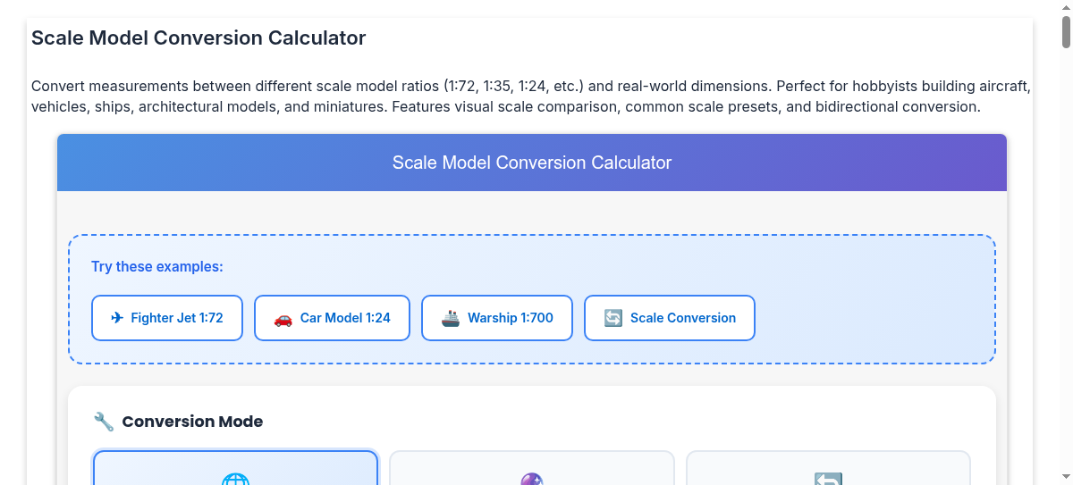 Scale Model Conversion Calculator - Convert Between Model Scales and ...