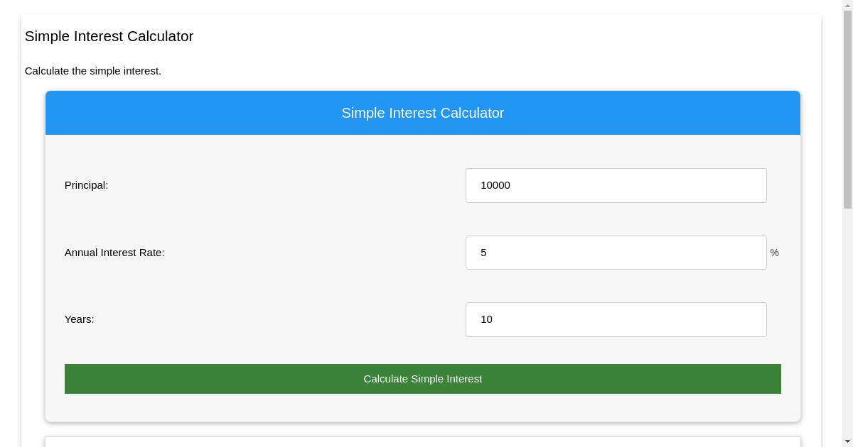 Simple Interest Calculator