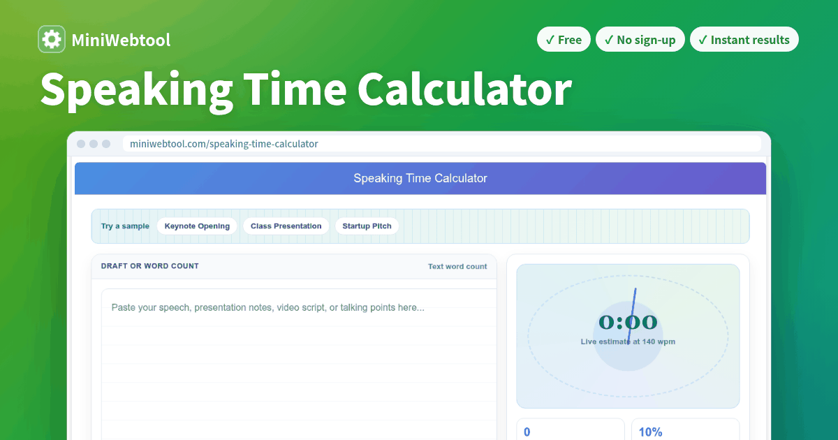 Speaking Time Calculator - Estimate Speech & Presentation Duration by Pace