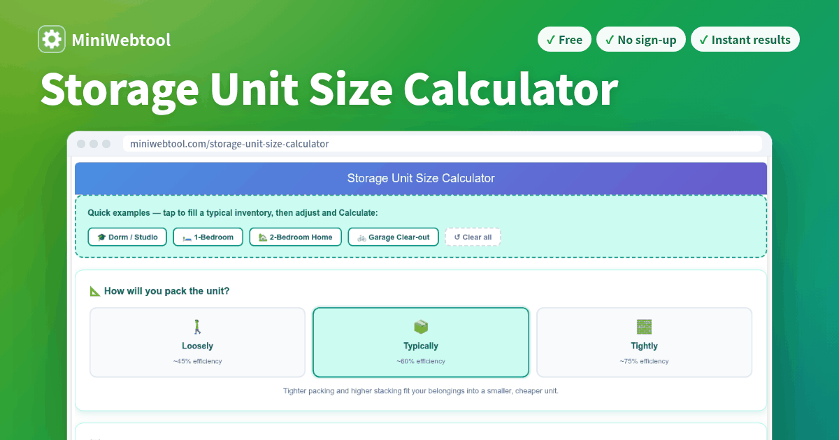 Storage Unit Size Calculator - Find the Right Self-Storage Unit