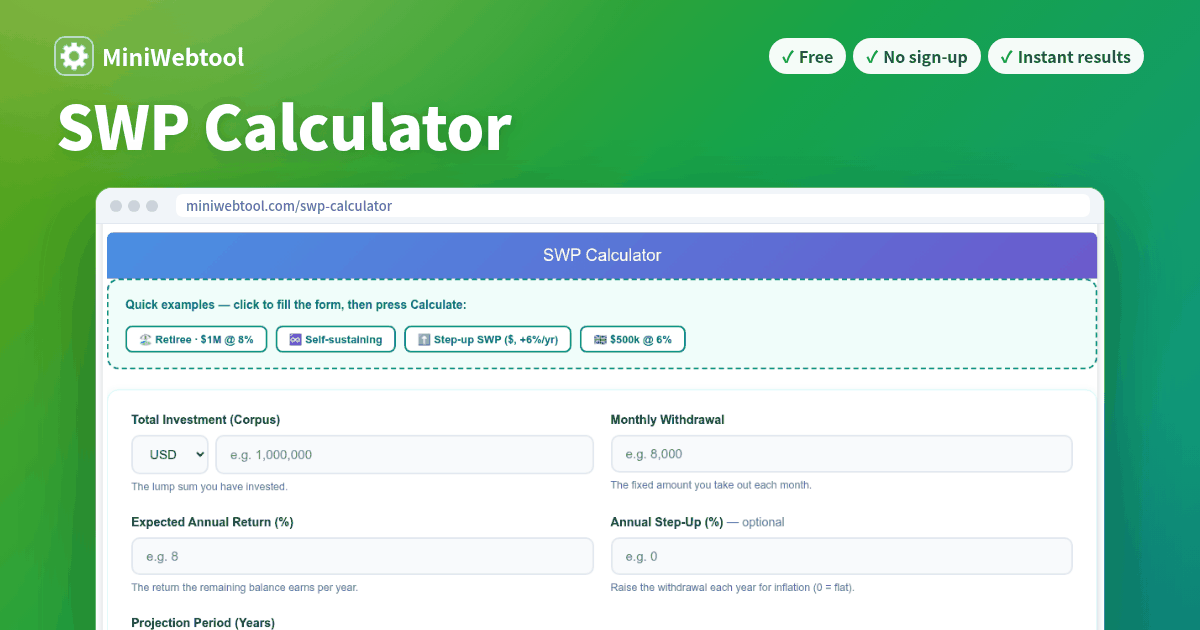 Swp List SWP Calculator - How Long Will Your Corpus Last? (Systematic Withdrawal ...