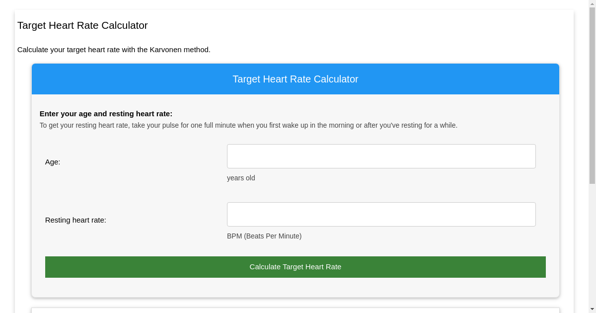 Target Heart Rate Calculator Calculate Target Heart Rate with