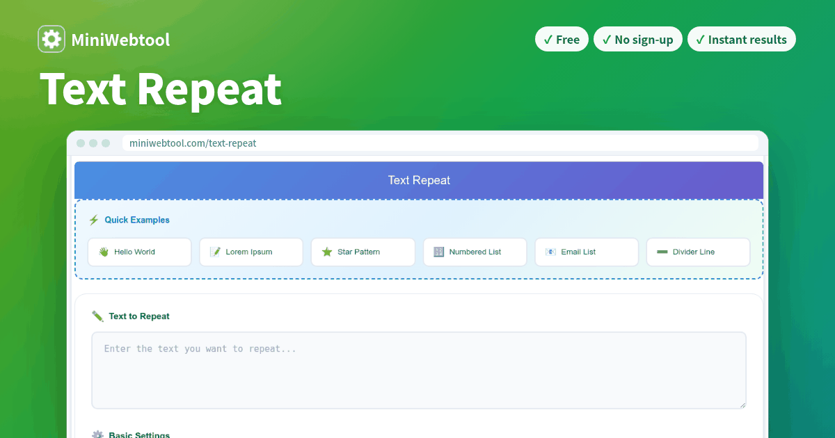 Text Repeat - Duplicate Text Multiple Times with Advanced Options