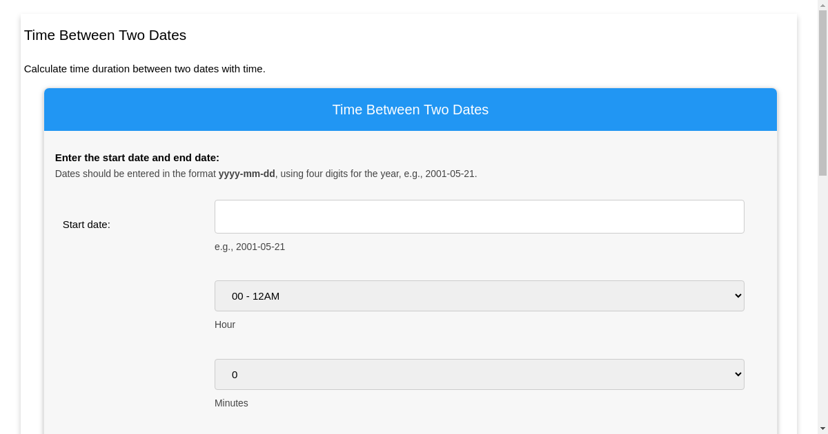 Calculate Time Between Two Dates