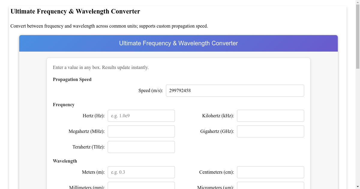 ultimate-frequency-wavelength-converter
