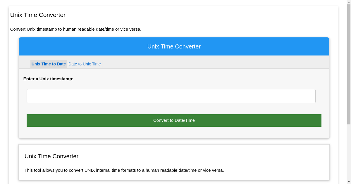 Unix Time Converter Convert Unix Time To Date