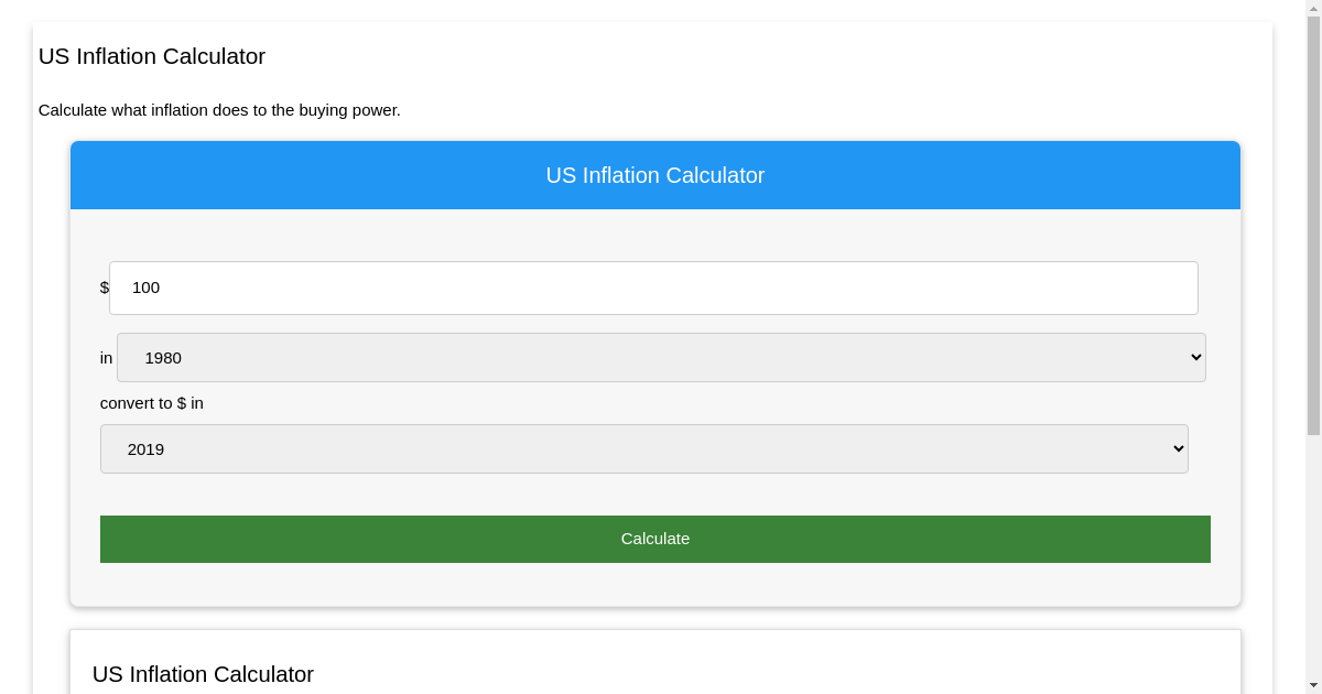 US Inflation Calculator