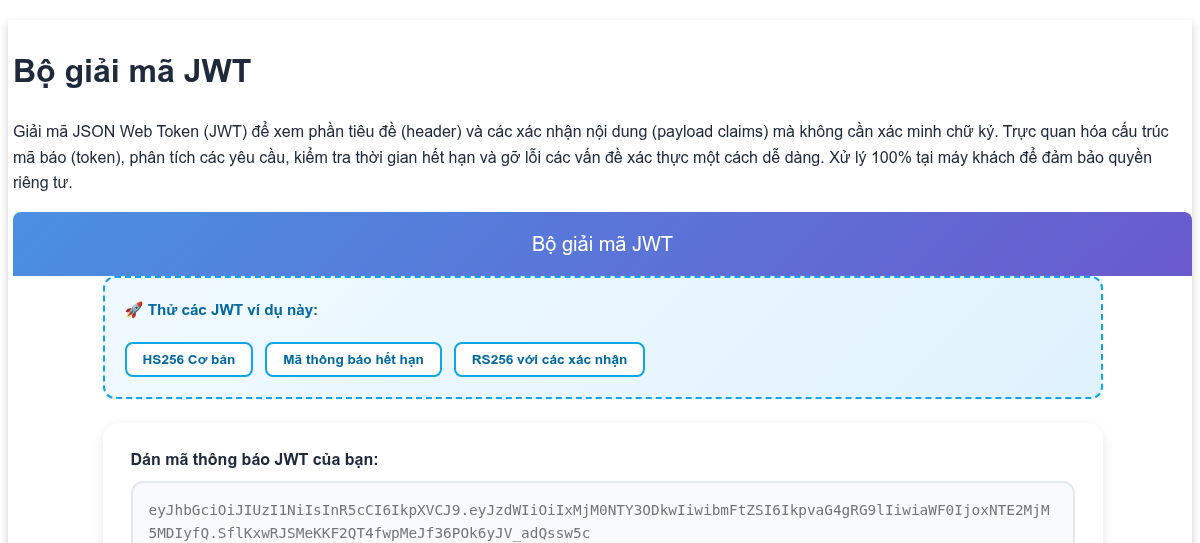 Bộ giải mã JWT Trực tuyến - Giải mã JSON Web Token Tức thì | Gỡ lỗi Xác ...
