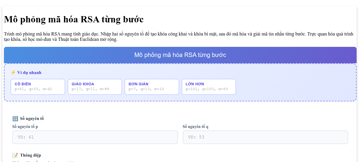 github - hmthanh rsa: visualization rsa algorithm :... Mô phỏng mã hóa RSA - Tạo khóa, Mã hóa & Giải mã từng bước