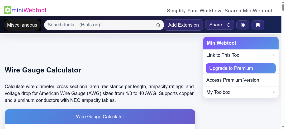 Wire Gauge Calculator - AWG Size, Ampacity, Resistance & Voltage Drop