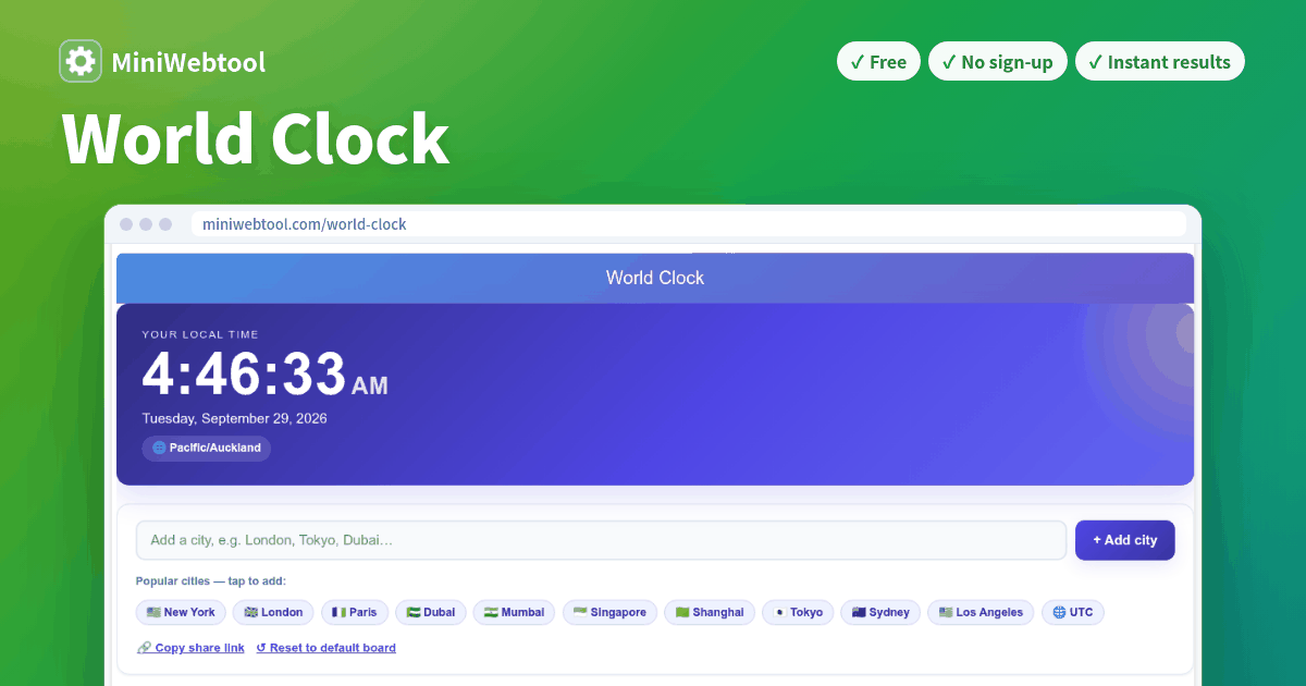 World Clock - Live Times Worldwide with Day & Night