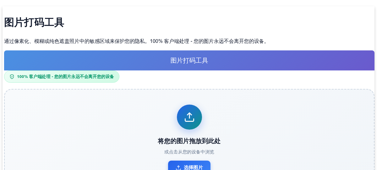 免费在线图片打码工具 - 私密地对照片进行像素化、模糊及遮盖处理